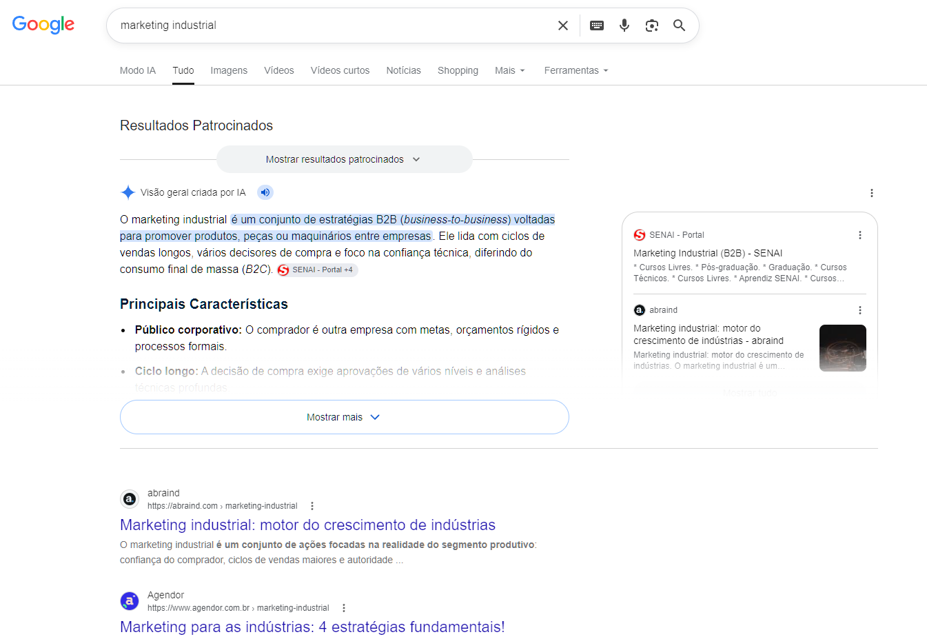 Resultados com AI overviews