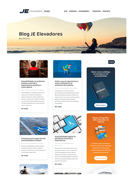 Website JE Elevadores